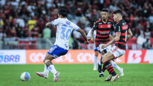 Jogadores de Flamengo e Cruzeiro, pela 13ª rodada do Campeonato Brasileiro (foto: Gustavo Aleixo/Cruzeiro)