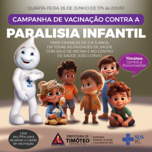 Saúde de Timóteo realiza vacinação contra Paralisia Infantil em horário especial