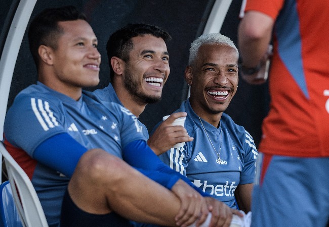 Marlon, William e Matheus Pereira em treino do Cruzeiro (foto: Gustavo Aleixo/Cruzeiro)