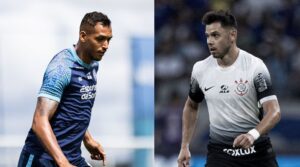 Jogadores das equipes em campo (foto: Letícia Martins/EC Bahia - Divulgação / Corinthians)