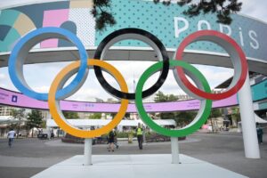 Logo dos Jogos Olímpicos em Paris (foto: Leandro Couri/EM/D.A Press)