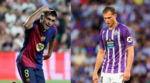 Jogadores das equipes (foto: Pierre-Philippe MARCOU / AFP - Divulgação Real Valladolid)