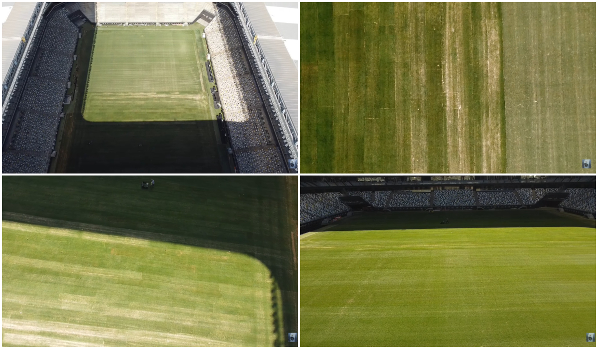 Gramado da Arena MRV na véspera de Atlético x Cuiabá pelo Campeonato Brasileiro - (foto: Reprodução/YouTube/Arena MRV do Galão da Massa - Edante)