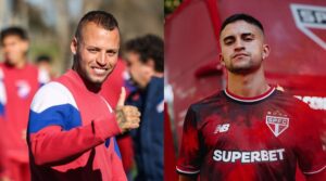 Jogadores das equipes (foto: Divulgação / Nacional-URU e São Paulo)