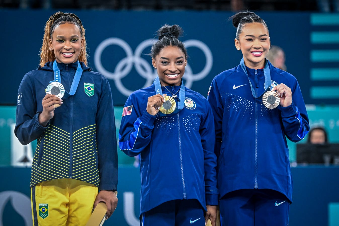 Rebeca Andrade ficou com a prata na ginástica feminina em Paris (foto: Leandro Couri/EM D.A Press)