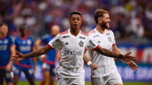 Bruno Henrique, atacante do Flamengo, comemorando gol sobre Bahia, pela Copa do Brasil (foto: Marcelo Cortes/CRF)