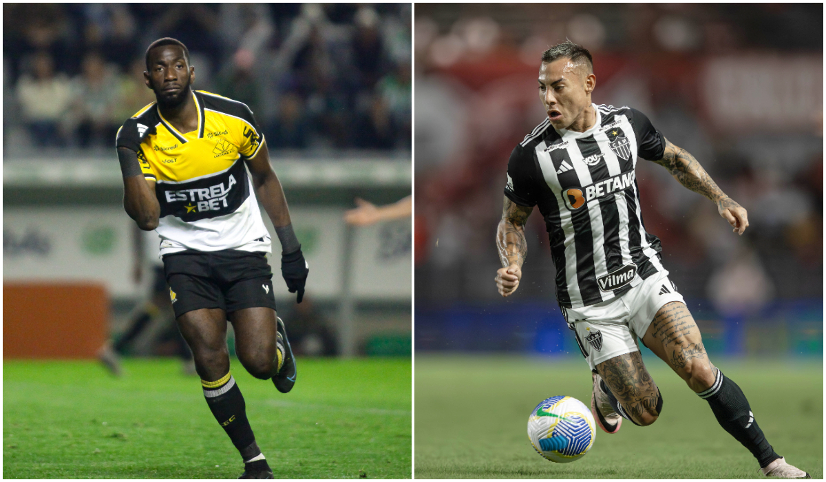 Bolasie e Vargas, atacantes de Criciúma e Atlético, respectivamente (foto: Cleiton Ramos/Criciúma e Pedro Souza/Atlético)