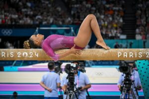 Rebeca Andrade ficou em quarto na trave em Paris 2024 (foto: Leandro Couri/EM/D.A Press)