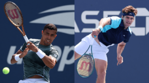 Tenistas brasileiros Thiago Monteiro e Thiago Wild (foto: Luke Hales/Getty Images North America/AFP; Jamie Squire/Getty Images North America/AFP)