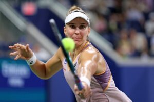 Bia Haddad, tenista brasileira, em partida pelo US Open (foto: Charly Triballeau/AFP
)