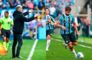 Mntagem de fotos mostra Renato Gaúcho e Diego Costa (foto: Lucas Uebel/Grêmio FBPA)