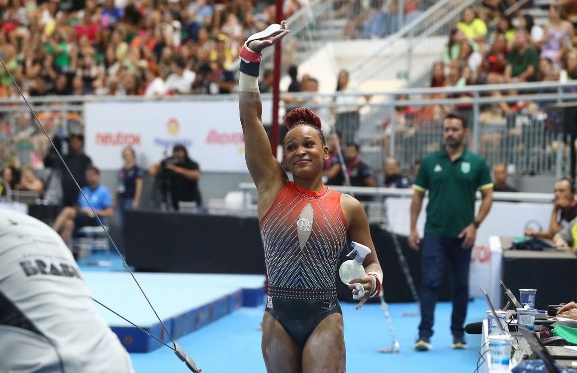 Rebeca Andrade na disputa pelo Campeonato Brasileiro de Ginástica (foto: Gilvan de Souza/CRF)