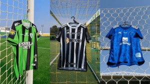 Camisas de América, Atlético e Cruzeiro (foto: Mourão Panda/América; Divulgação/Atlético; Divulgação/Cruzeiro)