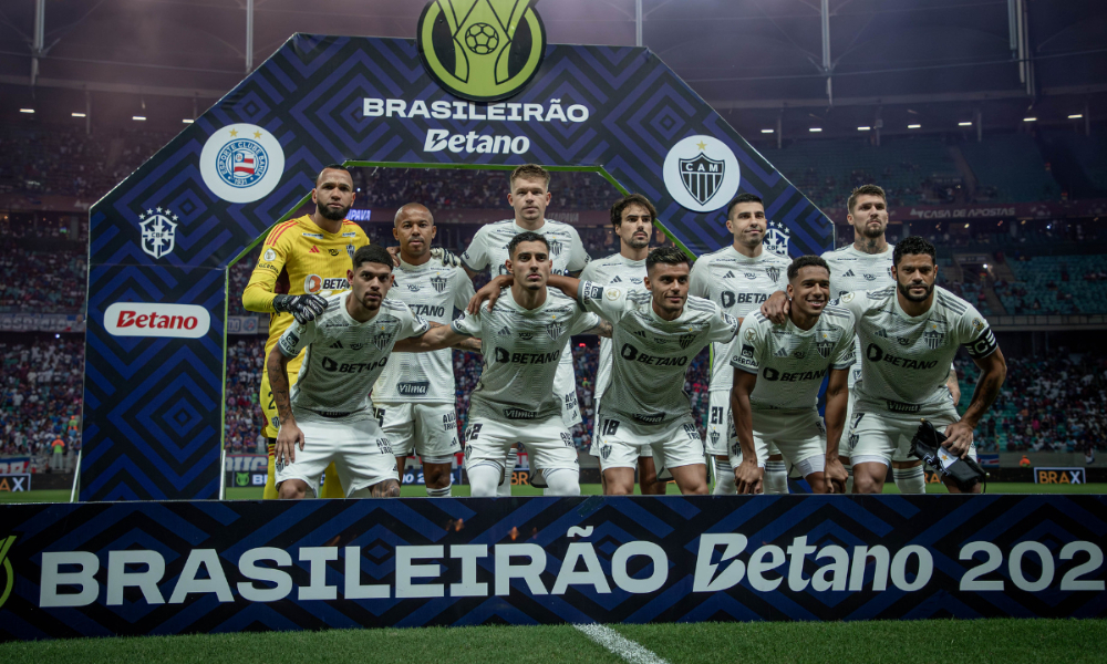 Jogadores do Atlético antes de jogo com o Bahia no Brasileiro (foto: Pedro Souza/Atlético)