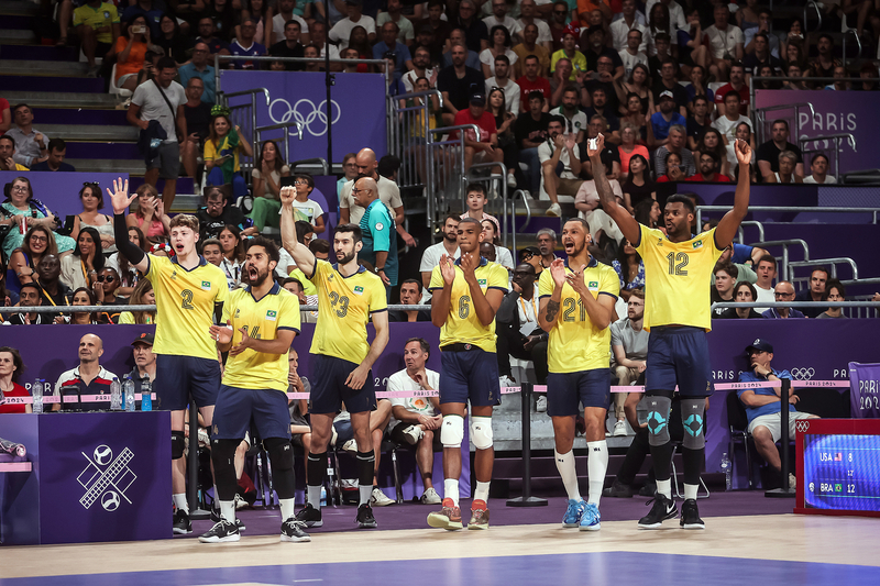 Seleção Brasileira Masculina de Vôlei durante a Olimpíada de Paris 2024 (foto: Gaspar Nobrega/COB	
)