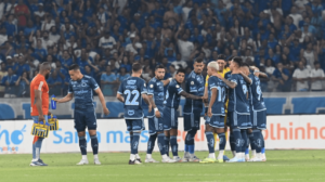 Jogadores do Cruzeiro antes da partida com o São Paulo, pela Série A (foto: Leandro Couri/EM/D.A Press)