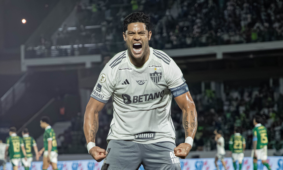 Hulk comemora gol do Atlético sobre o Palmeiras (foto: Pedro Souza/Atlético)