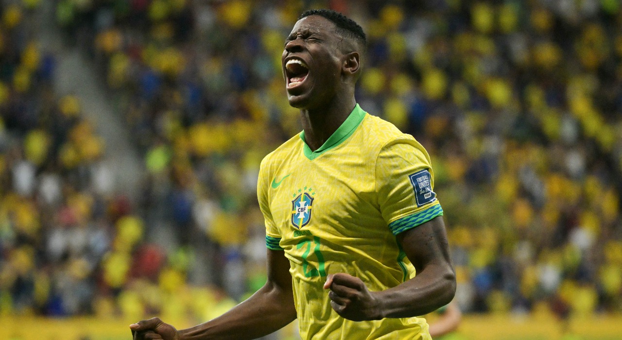 Luiz Henrique celebrando gol pelo Brasil (foto: NELSON ALMEIDA / AFP

)