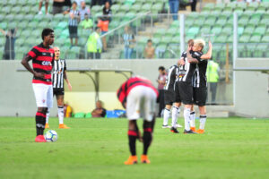 Jogadores do Atlético comemoram gol diante do Vitória no Independência, pelo Campeonato Brasileiro de 2018 (foto: Ramon Lisboa/EM/D.A Press)