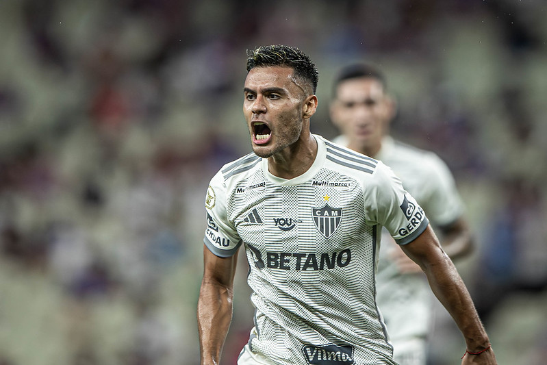 Fausto Vera vibra após marcar gol pelo Atlético (foto: Pedro Souza/Atlético)