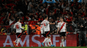 Jogadores do River Plate, rival do Atlético na Libertadores (foto: Luis Robayo/AFP)