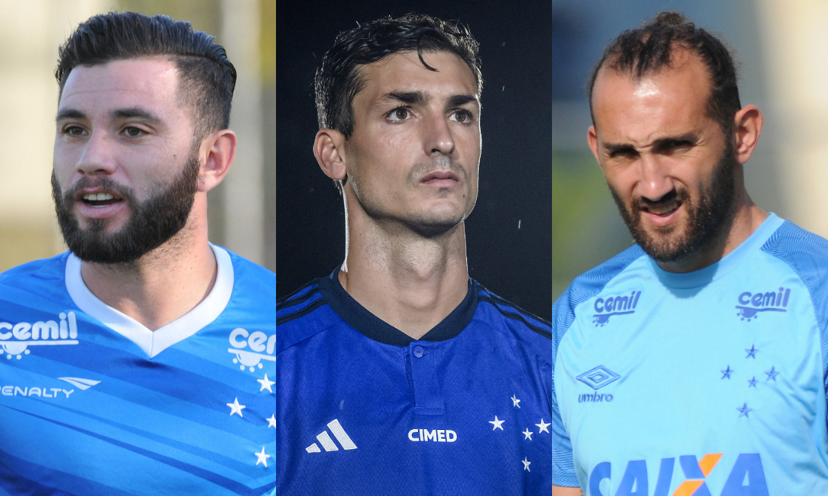 Eugenio Mena, Juan Dinenno e Hernán Barcos (foto: Montagem de fotos de Rodrigo Clemente/EM/D.A.Press, Gustavo Aleixo/Cruzeiro e Alexandre Guzanshe/EM/D.A.Press)