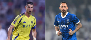 Cristiano Ronaldo, do Al-Nassr, e Neymar, do Al-Hilal (foto: Al-Nassr e AFP)