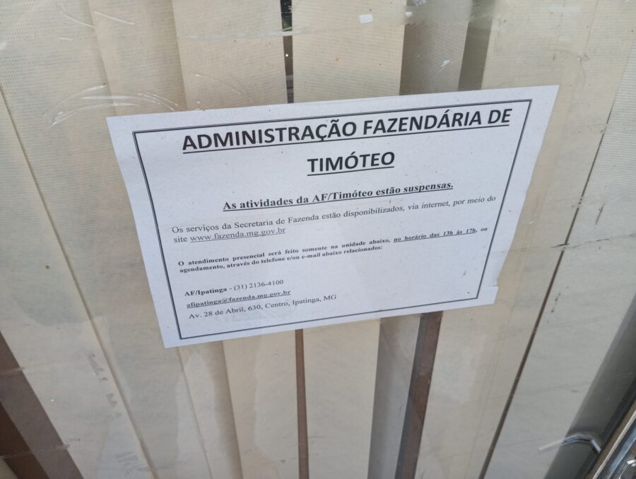 Posto da Administração Fazendária (AF) fechou as portas na Prefeitura de Timóteo