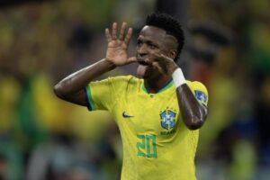 Vini Jr comemorando gol pela Seleção Brasileira (foto: Lucas Figueiredo/CBF)