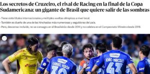 Jornal argentino exalta Cruzeiro antes da final: ‘Gigante que quer sair das sombras’