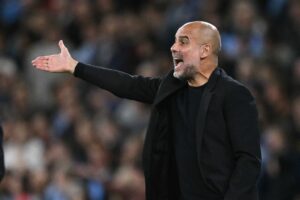 Pep Guardiola, técnico do Manchester City (foto: Oli Scarff/AFP

)