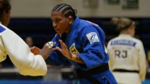 Rafaela Silva foi medalhista de bronze em Paris 2024 (foto: Túlio Santos/EM/D.A.Press)