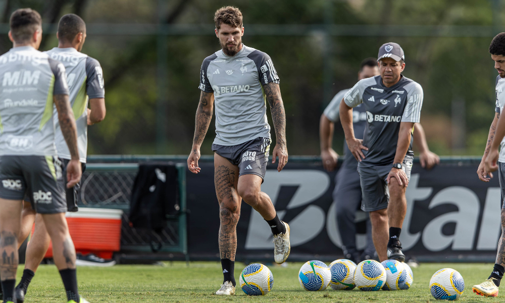 Jogadores do Atlético em treino na Cidade do Galo (foto: Pedro Souza/Atlético)