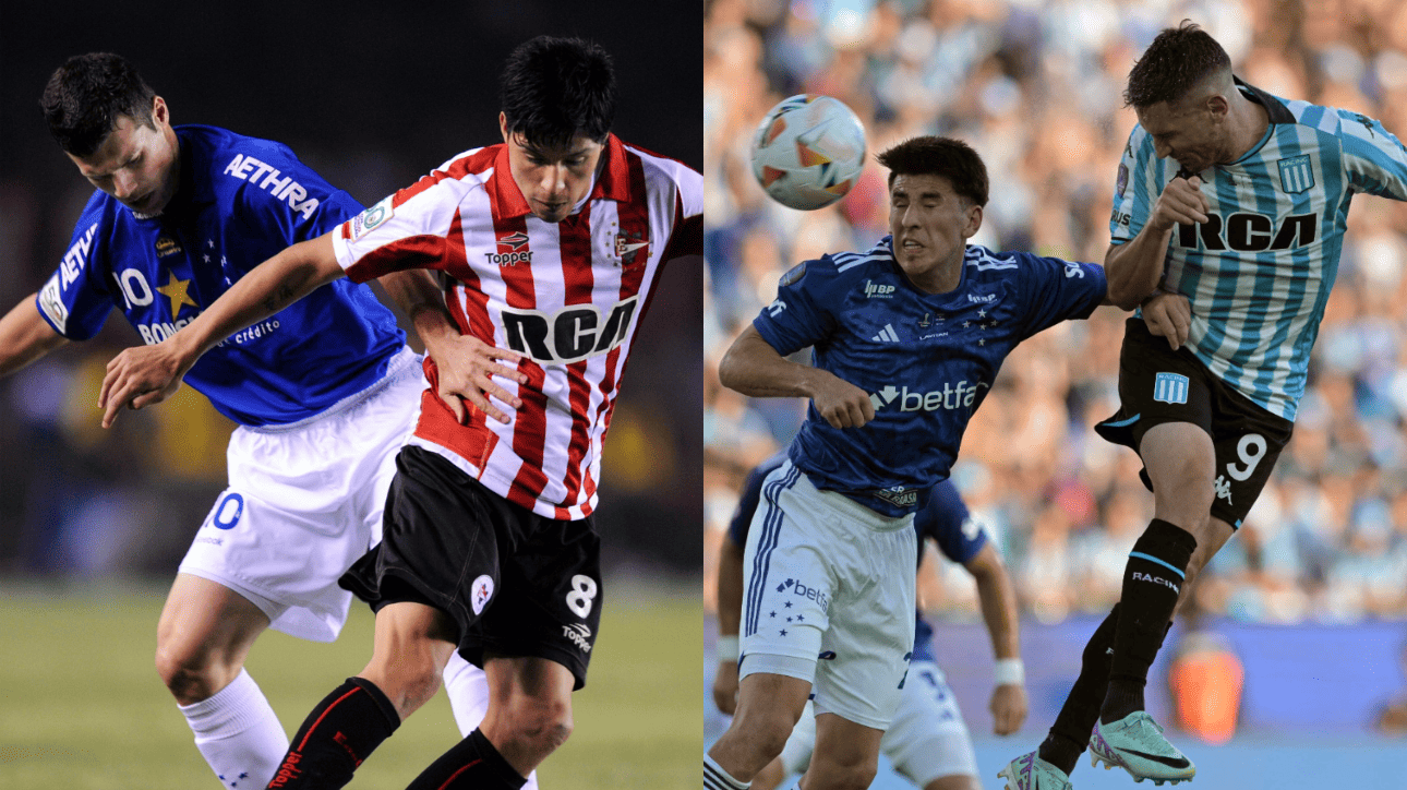 Cruzeiro x Estudiantes; Cruzeiro x Racing (foto: Evaristo Sa/AFP; Juan Mabromata/AFP)