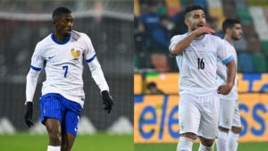 França e Israel se enfrentam na Nations League (foto: NICOLAS TUCAT e TIZIANA FABI/AFP)