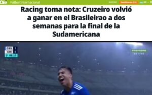 Olé destaca vitória do Cruzeiro (foto: Reprodução)