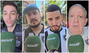 Torcedores de Atlético e Botafogo em entrevista ao No Ataque em Buenos Aires (foto: Torcedores de Atlético e Botafogo gastaram ao menos R$ 3,5 mil para ir a Buenos Aires)