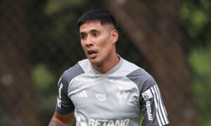 Zaracho em treino pelo Atlético na Cidade do Galo (foto: Pedro Souza/Atlético)