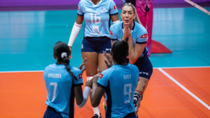 Jogadoras do Minas durante o Mundial Feminino de Vôlei na China (foto: Divulgação/FIVB)