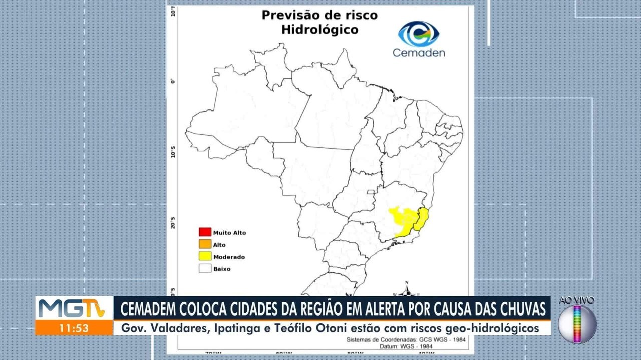 Defesa Civil emite alerta de risco geo-hidrológico para cidades da região Leste de Minas Gerais | Vales de Minas Gerais