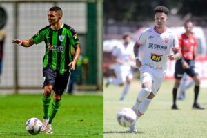 Jogadores de América e Villa Nova (foto: Mourão Panda / América - Eude Aerton / FMF)