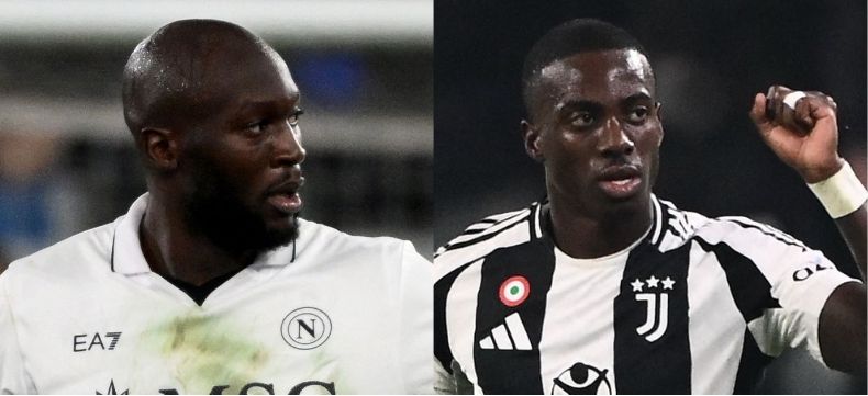 Lukaku, do Napoli, e Weah, da Juventus (foto: Alberto PIZZOLI / AFP e MARCO BERTORELLO / AFP)