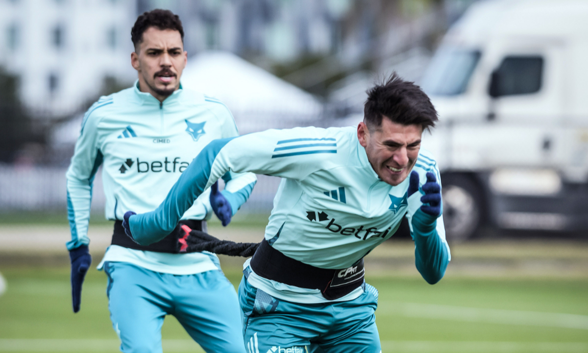 Lucas Villalba em treino do Cruzeiro nos EUA (foto: Gustavo Aleixo/Cruzeiro)