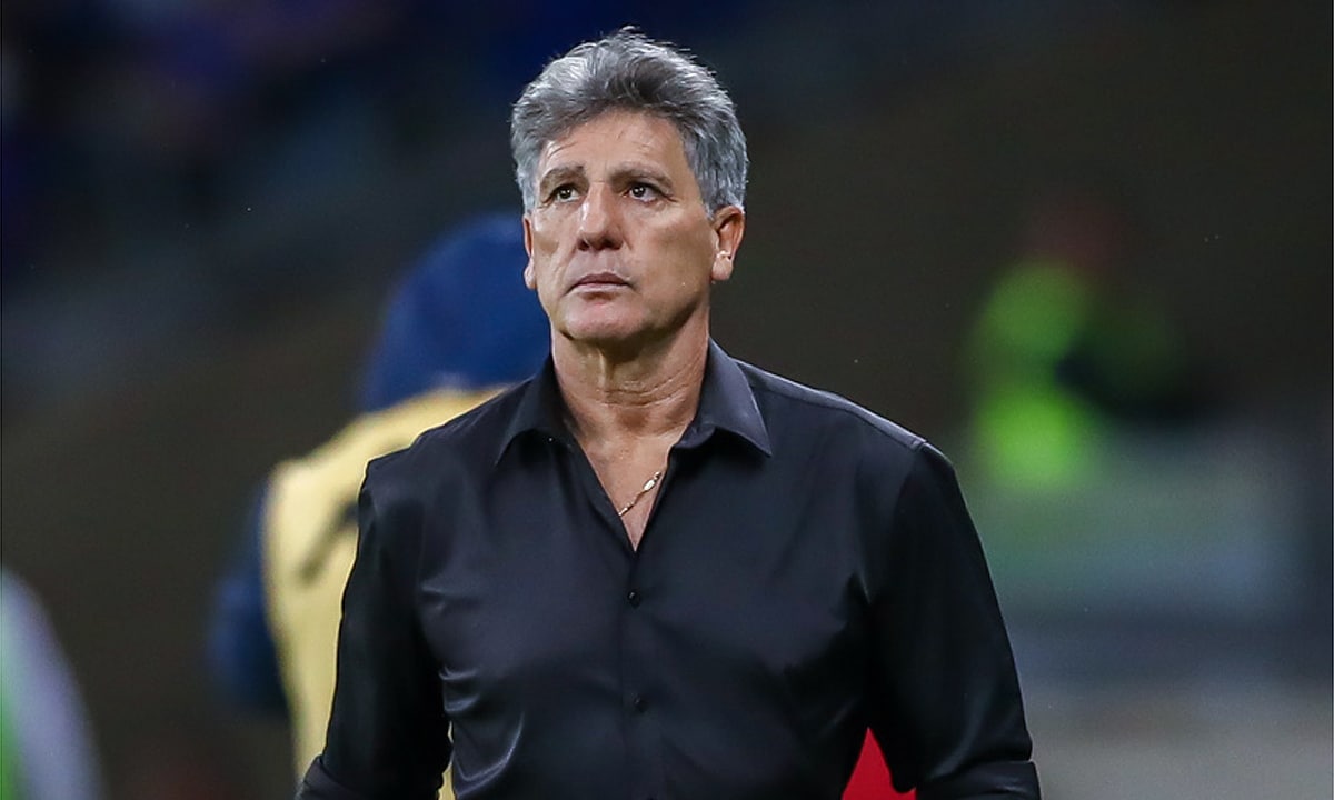 Renato Gaúcho no gramado do Mineirão em jogo entre Cruzeiro e Grêmio na Copa do Brasil (foto: LUCAS UEBEL/GREMIO FBPA)