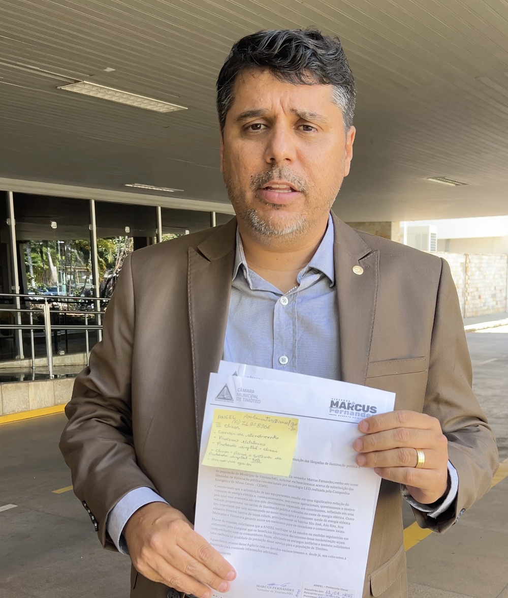 Vereador Marcus Fernandes Questiona a ANEEL sobre Taxa de Iluminação, Fios Soltos e Quedas de Energia em Timóteo