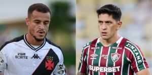 Philippe Coutinho, do Vasco, e Germán Cano, do Fluminense (foto: Matheus Lima/Vasco. e LUCAS MERÇON / FLUMINENSE F.C.)