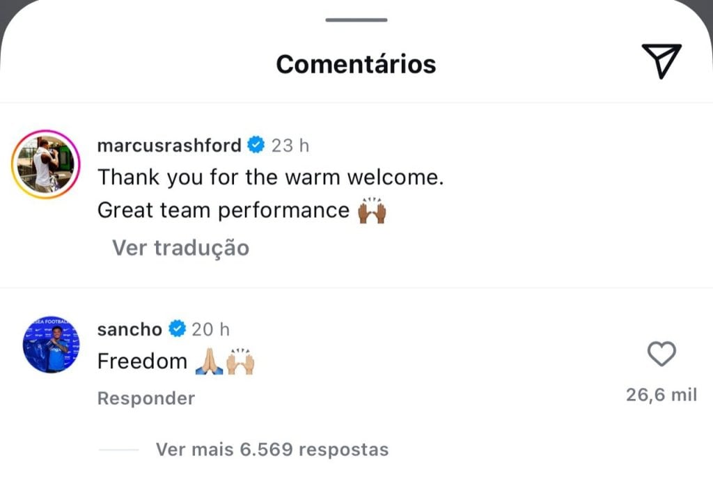 Comentário de jogador do United em post de Rashford gera revolta em torcedores < No Ataque