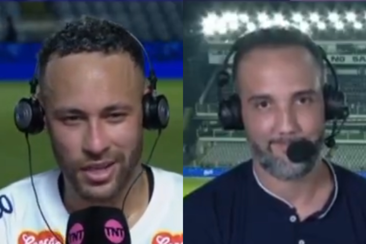 Montagem com as imagens de Neymar e Jorge Iggor (foto: Reprodução / TNT Sports)