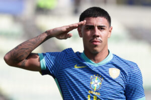 Jogador do Brasil comemora gol pelo Sul-Americano Sub-20 (foto: Divulgação / Conmebol )