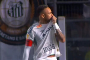 Neymar comemorando gol pelo Santos (foto: Reprodução / TNT Sports)